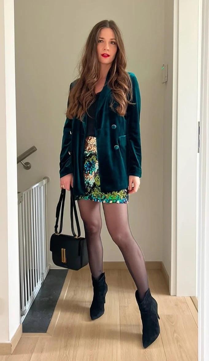 Emerald Eclecticism Sequin Skirt Seasonal Outfit
