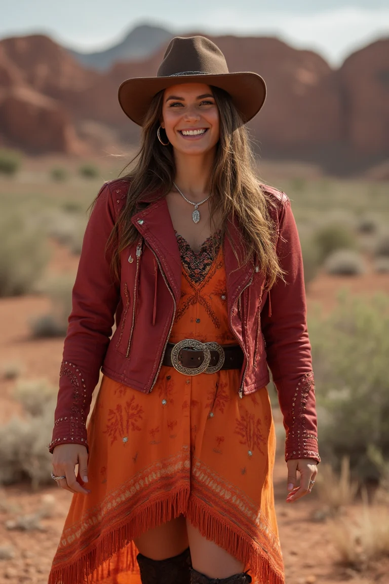 Fiery Orange Fringe Plus Size Western Outfit