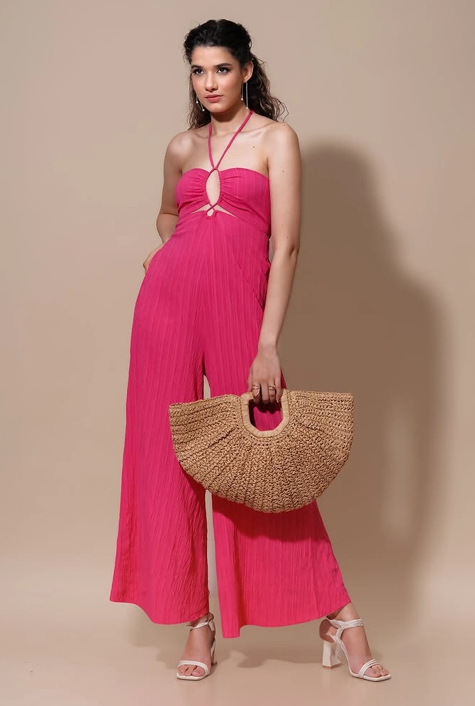 Fuchsia Flair The Vibrant Wide Leg Jumpsuit