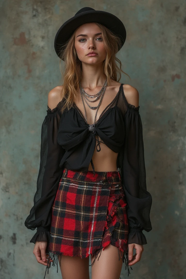 Grunge Plaid Winter Outfit Inspiration