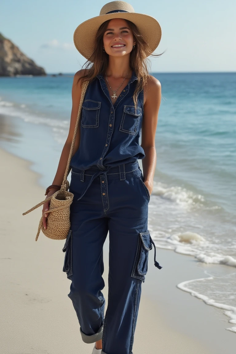 Nautical Navy Cargo Pants Seasonal Outfit