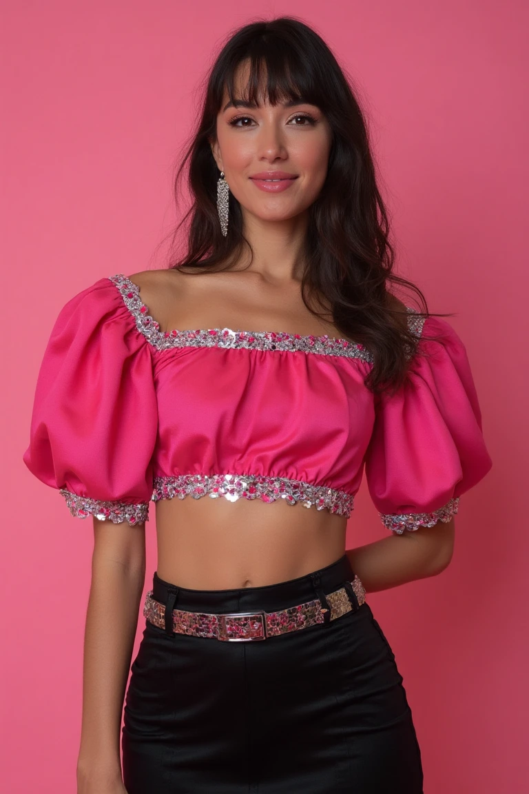 Neon Glam Crop Top Outfit