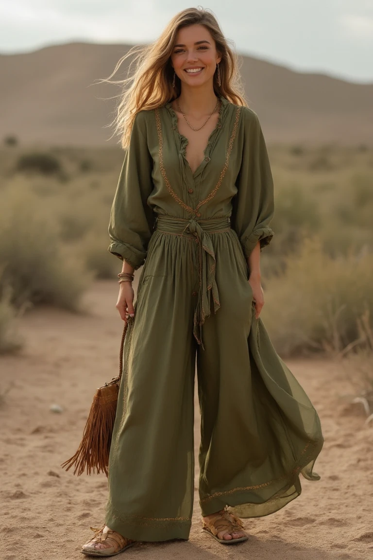 Olive Wanderlust The Desert Wide Leg Jumpsuit