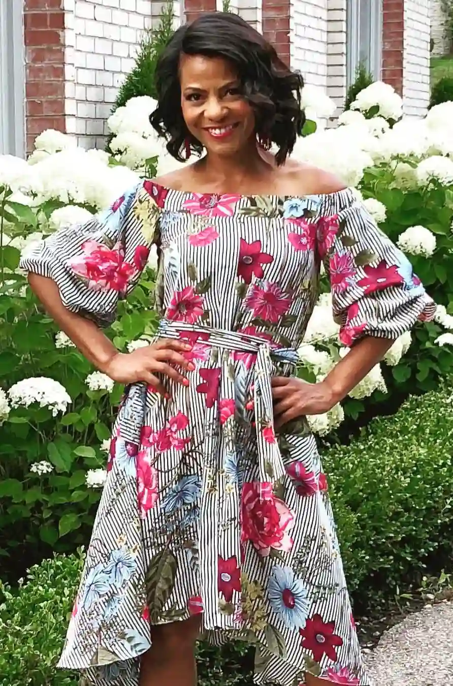 Playful Patterns and Off-Shoulder Summer Garden Outfit