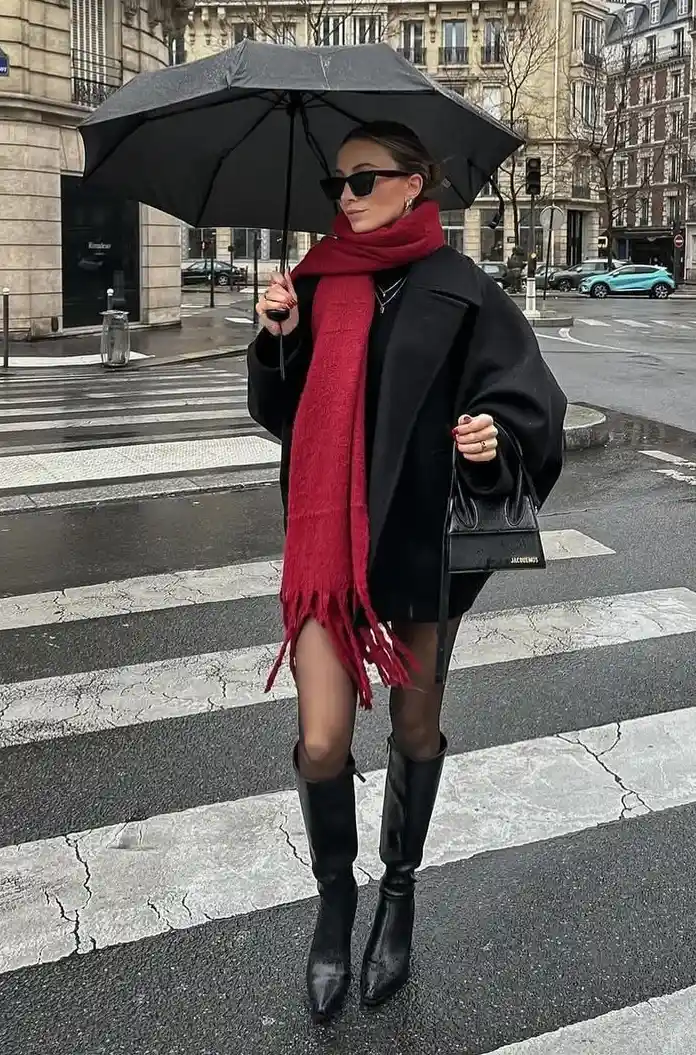 Rainy Day Work Outfits with Parisian Charm