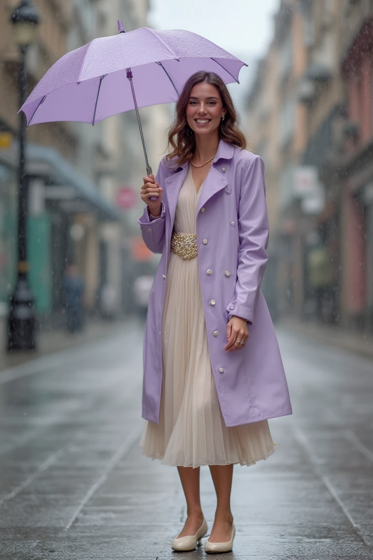 Rainy Day Work Outfits with Soft Sophistication