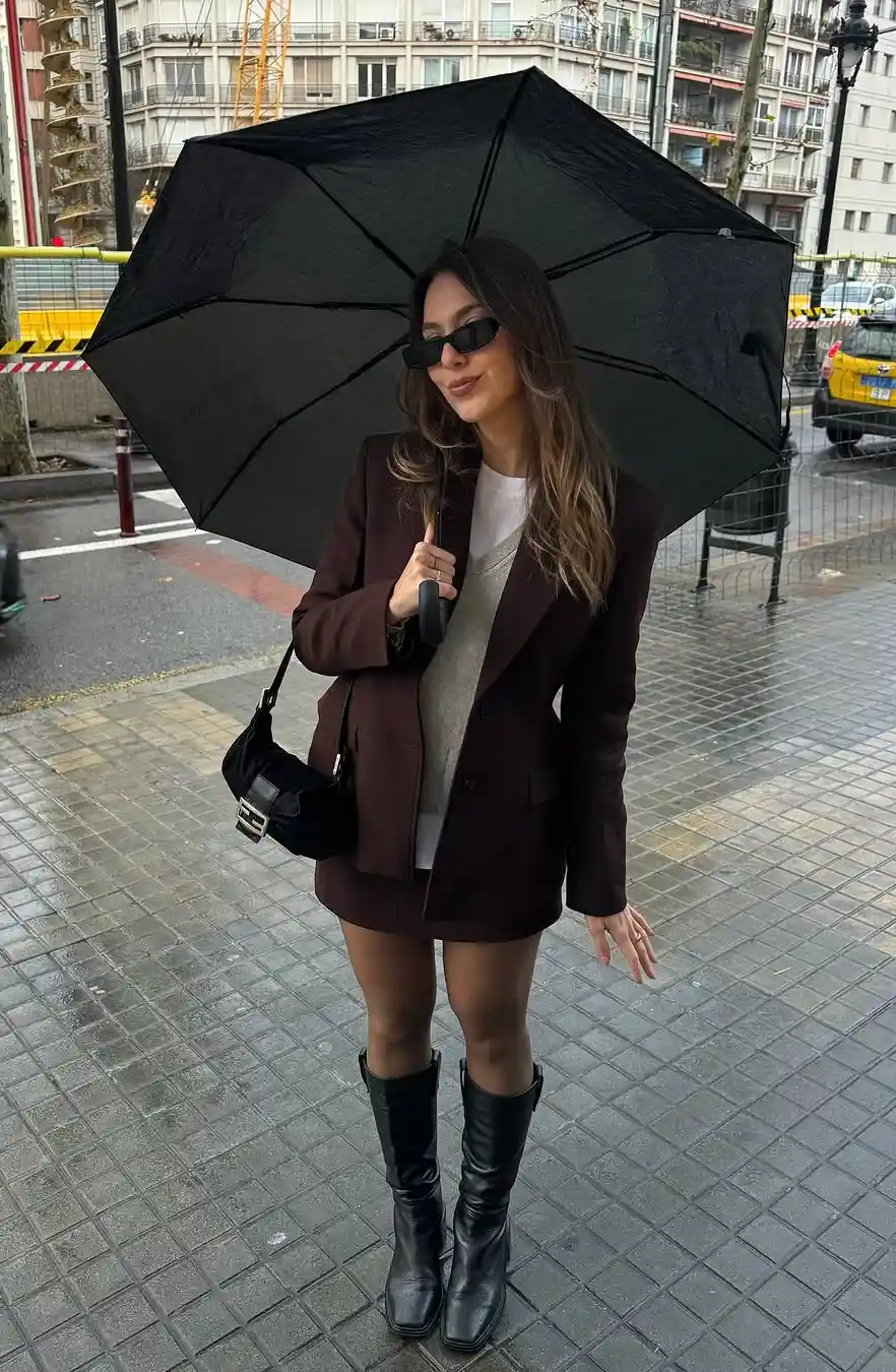 Rainy Day Work Outfits with Urban Flair