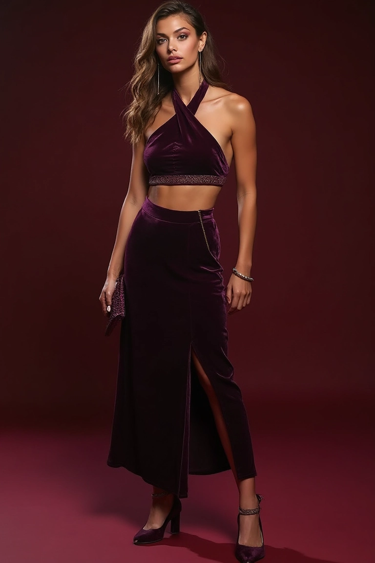 Rich Plum Velvet Enhances Winter Concert Style