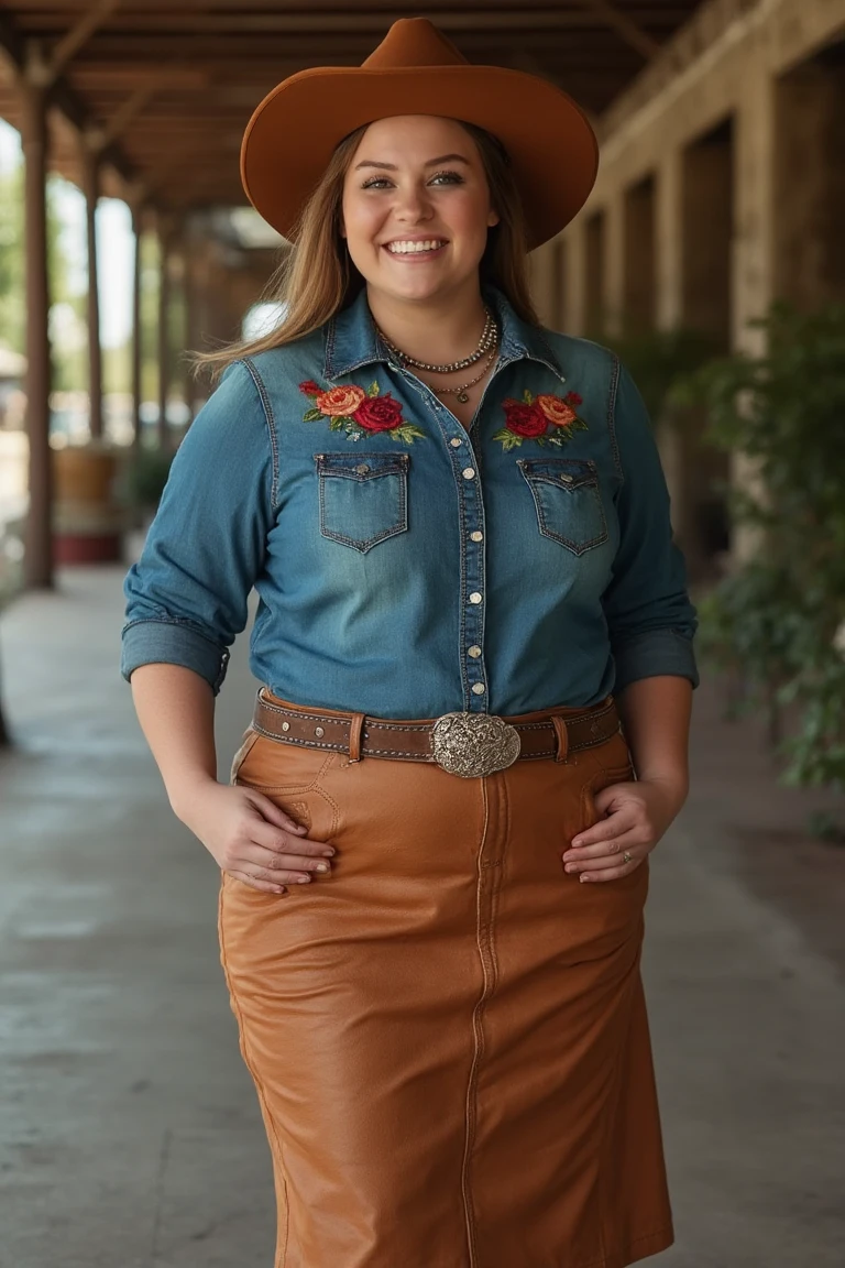 Rustic Tan Fusion Plus Size Western Outfit