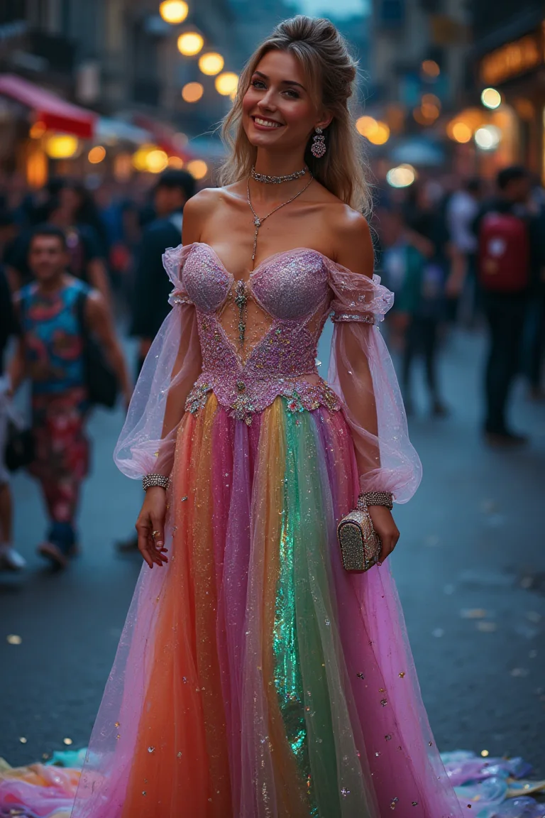 Shimmering Rainbow Pride Gala Outfit