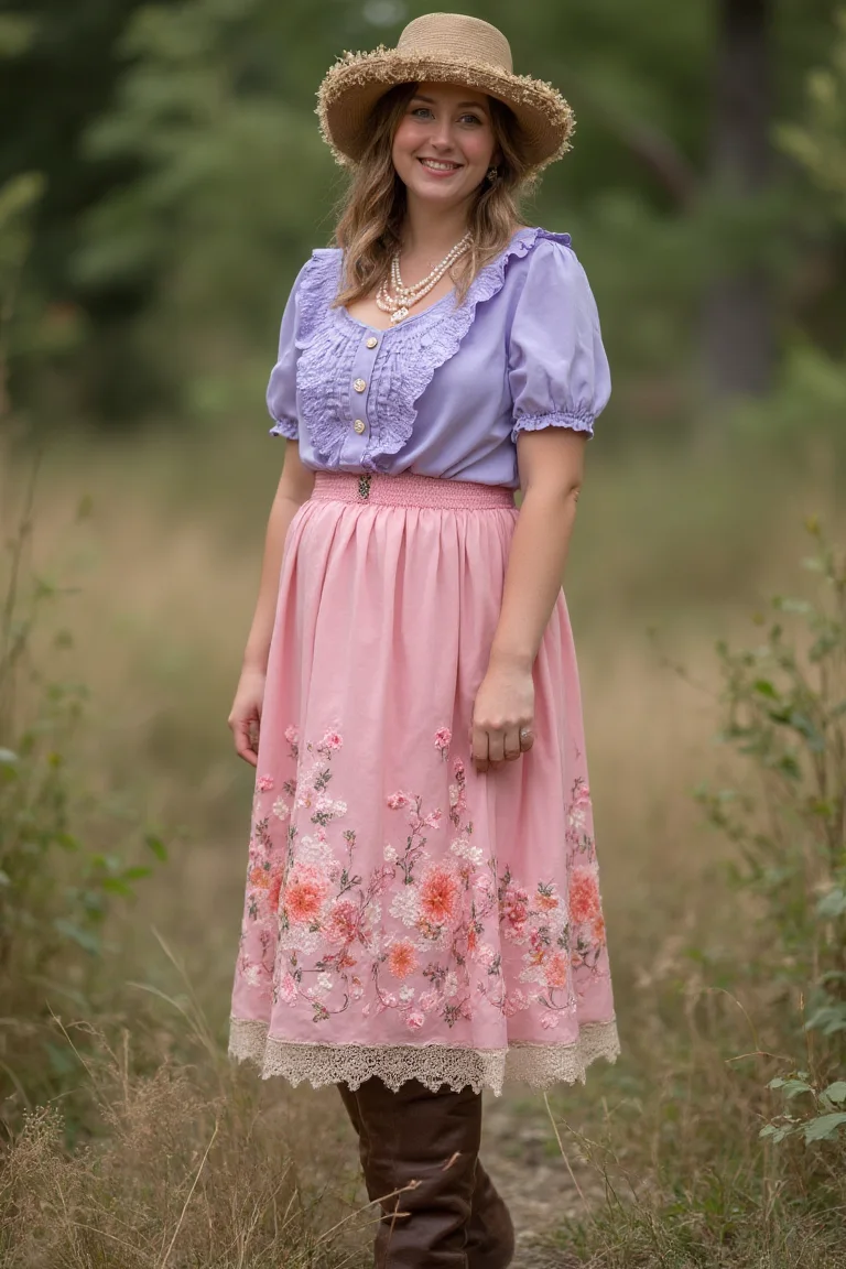 Soft Lavender Blush Plus Size Western Outfit