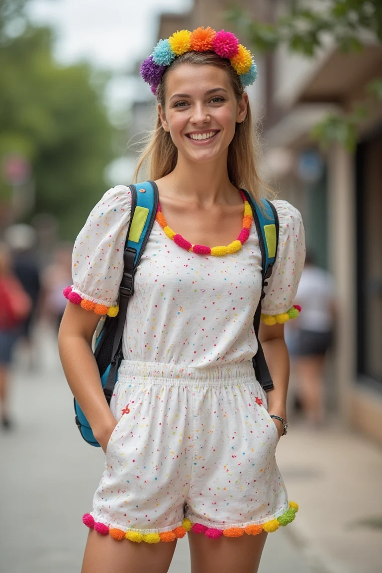 Whimsical Pom-Pom Pride Day Outfit