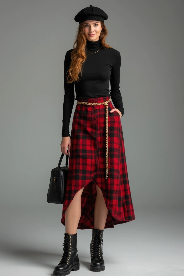 Bold Red Plaid and Poise Fall Outfit