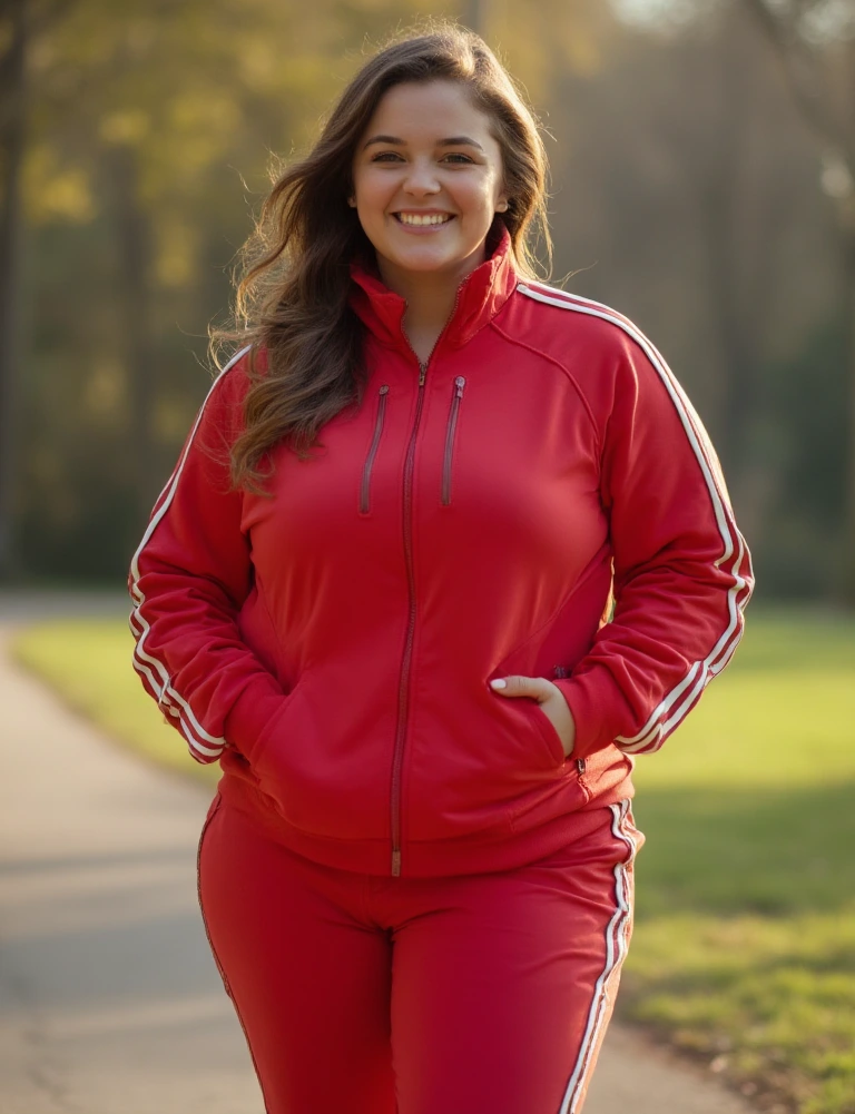 Bold Red Plus-Size Tracksuit for Active Living