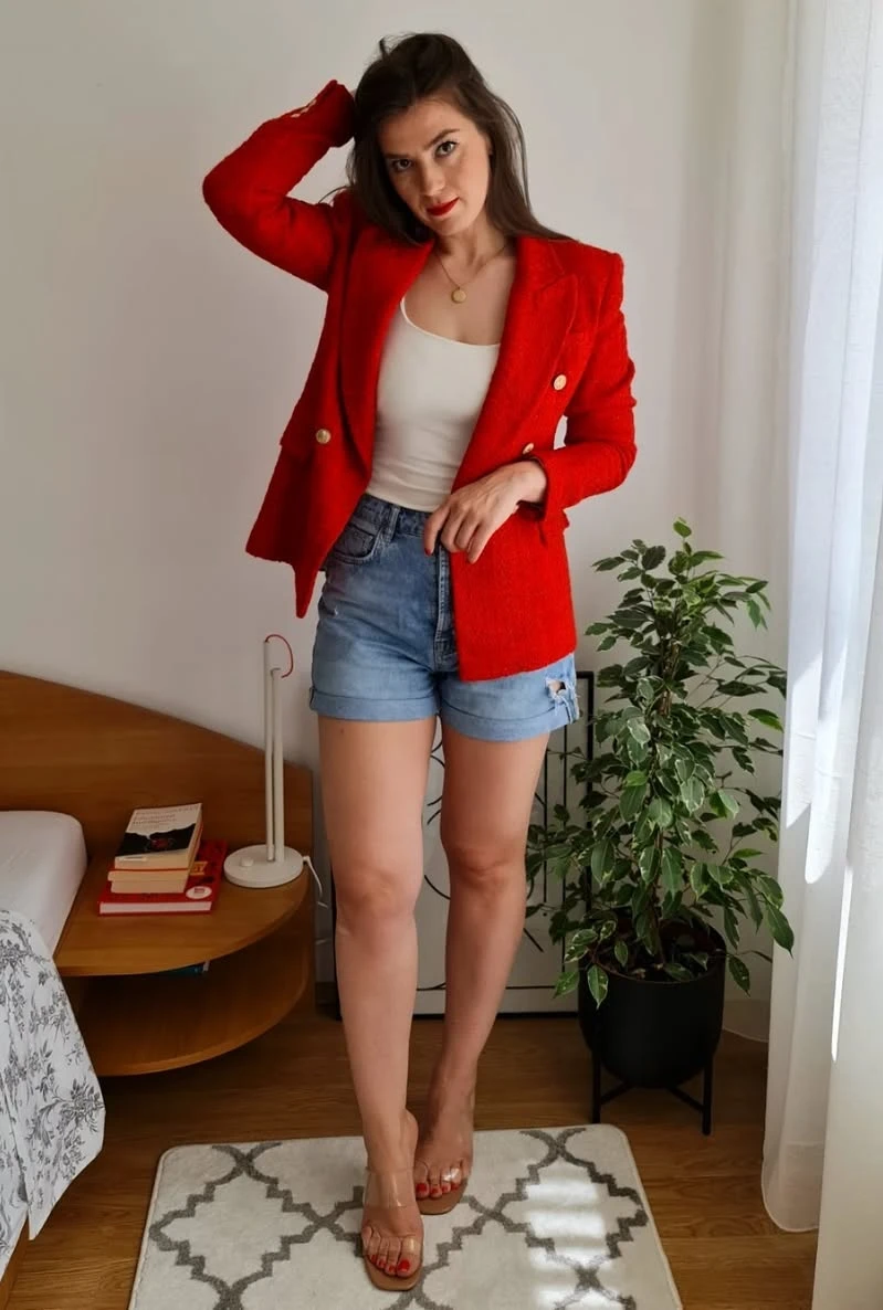 Bold Red Summer Shorts Outfit