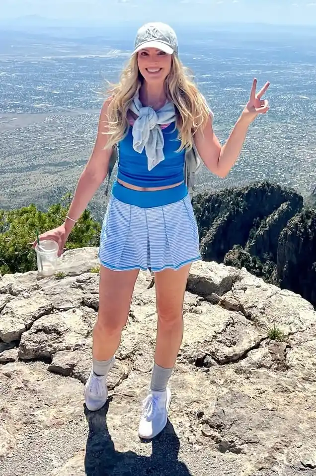 Bright Blues Summer Hiking Skirt Outfit