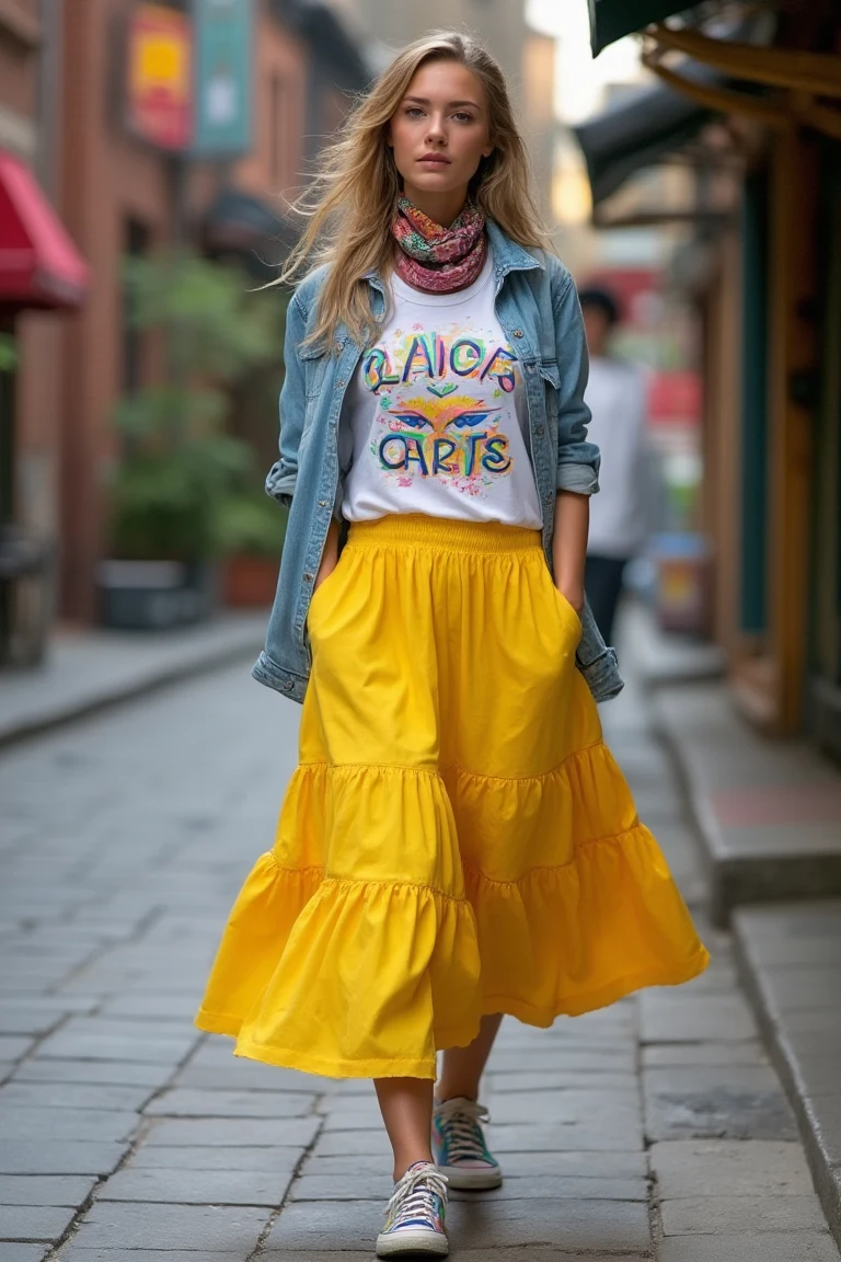 Bright Yellows All-Season Street Wear Outfit