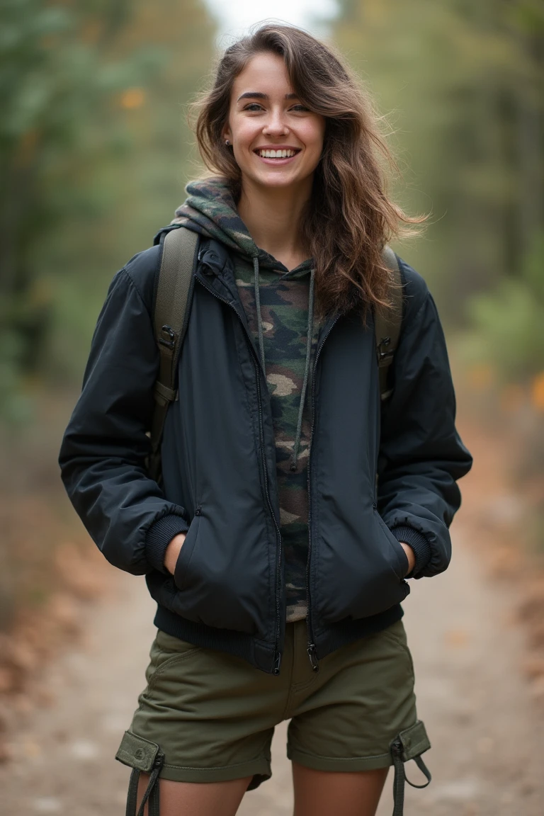 Camo Cool Fall Hiking Jacket Outfit