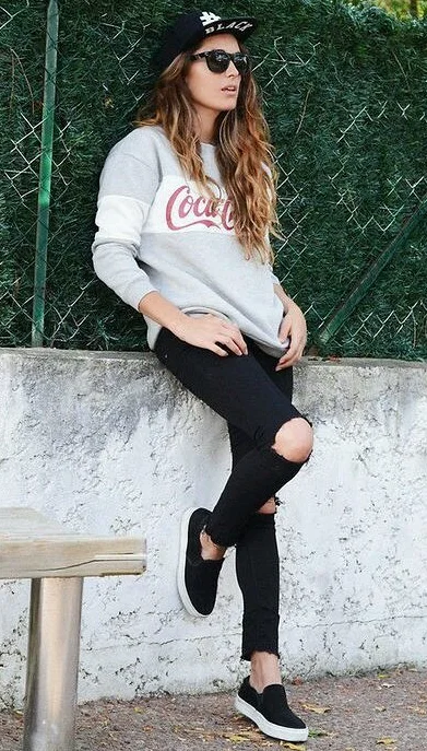 Casual Graphic Seasonal Tomboy Outfit