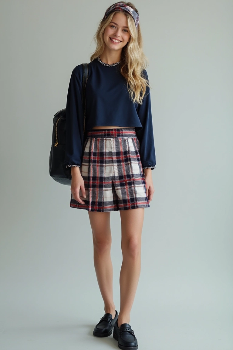 Classic Plaid Tennis Skirt Casual Elegance