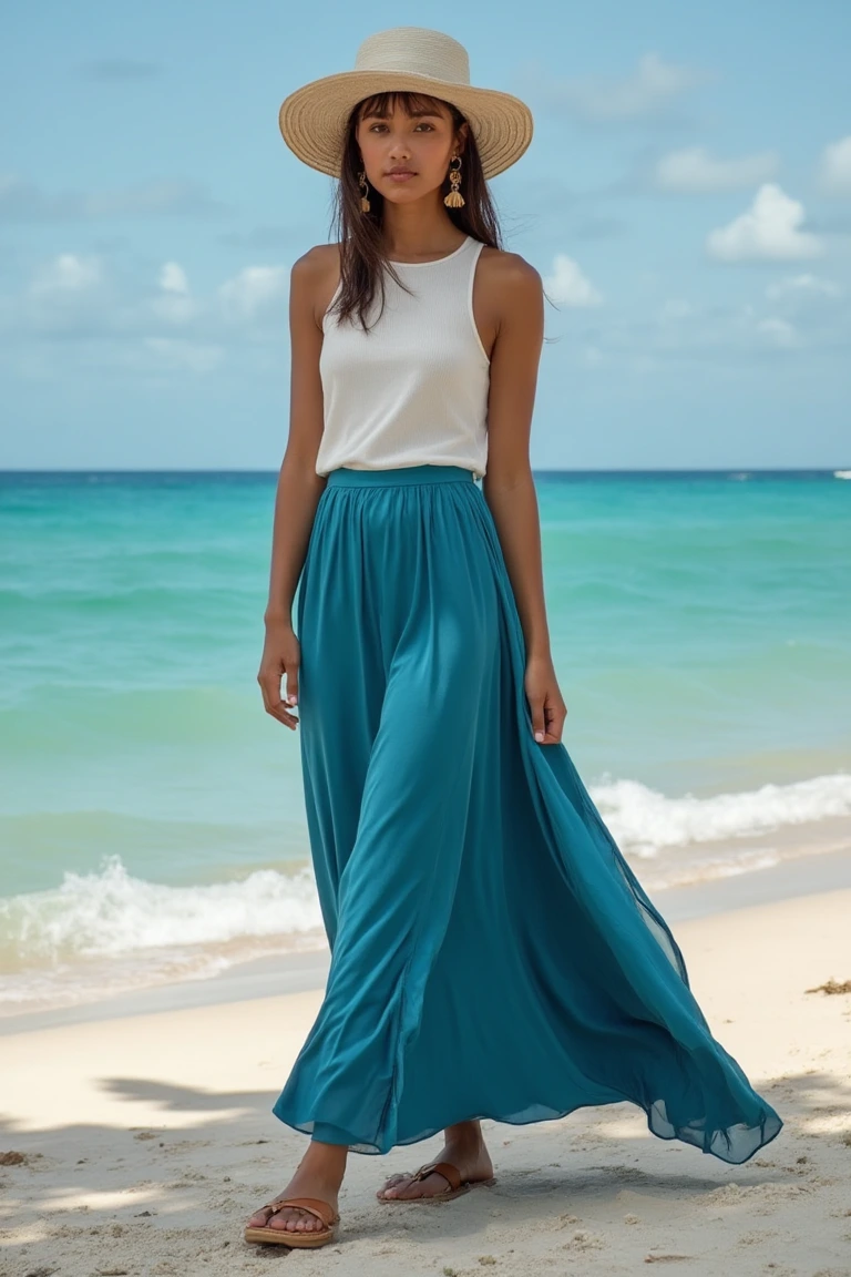 Coastal Breeze Elegance Summer Maxi Skirt