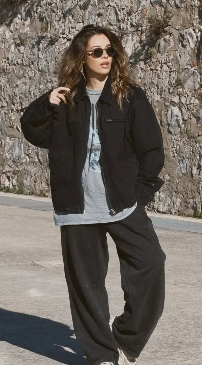 Cozy Monochrome Seasonal Tomboy Outfit