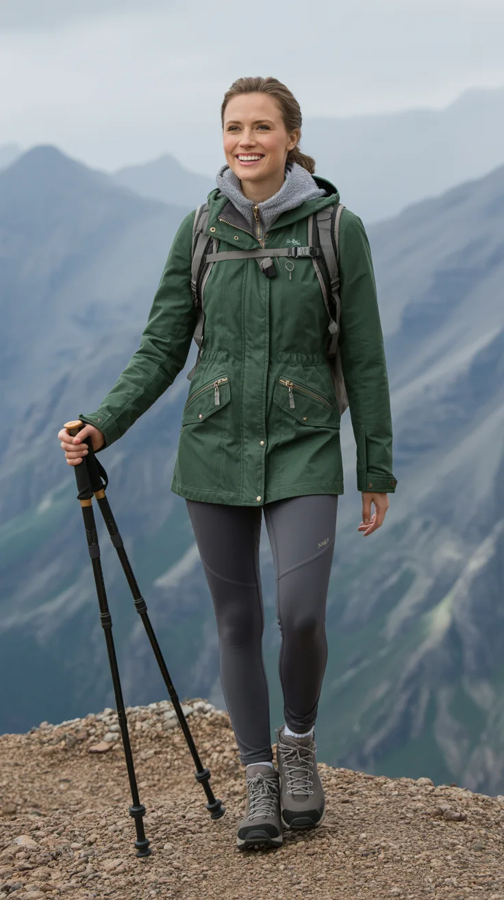 Earthy Greens Fall Hiking Jacket Outfit