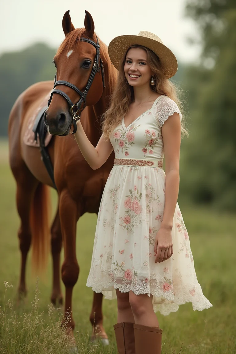 Floral White Summer Equestrian Dress Ideas