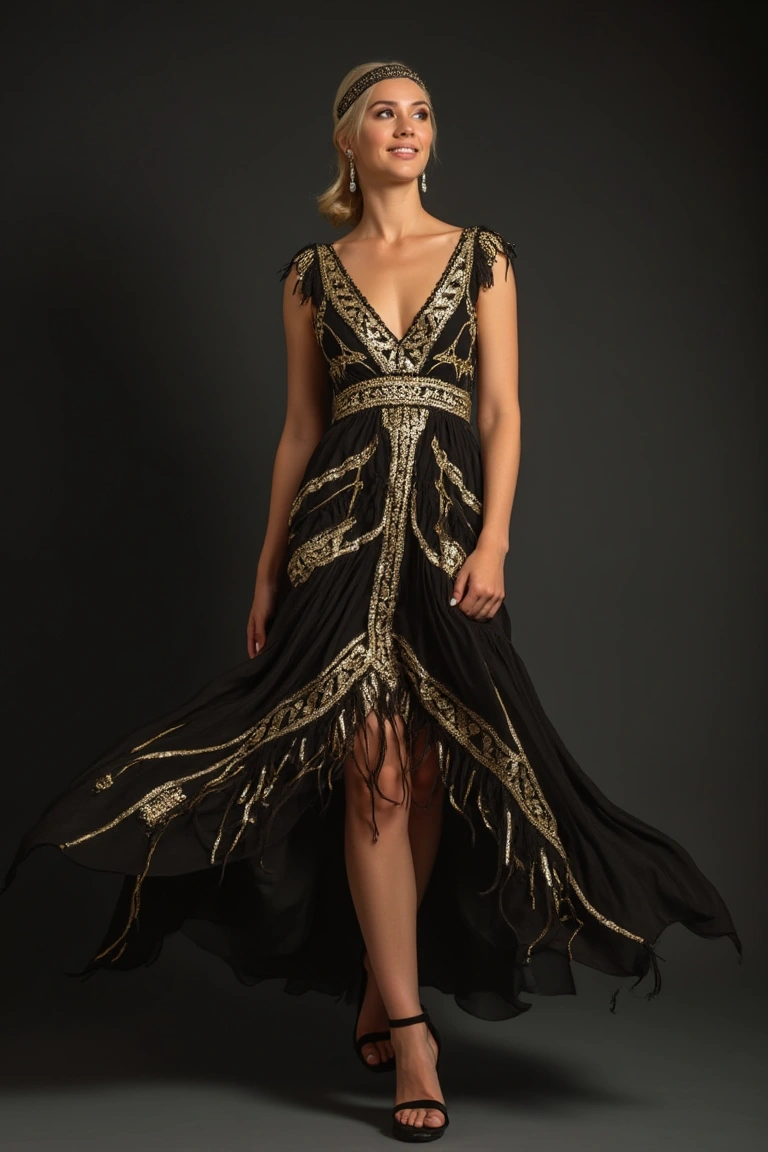 Glamorous Black Gold and Grace Winter Outfit
