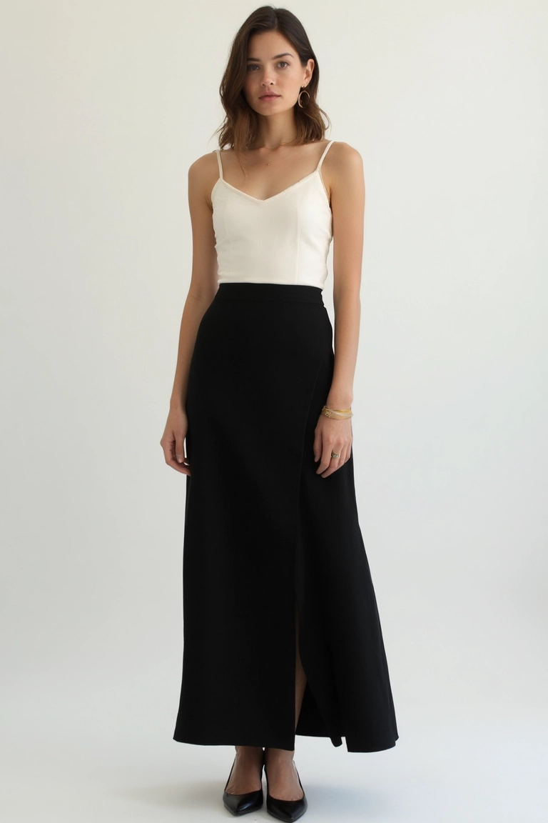 Monochrome Minimalist Grace All-Season Maxi Skirt