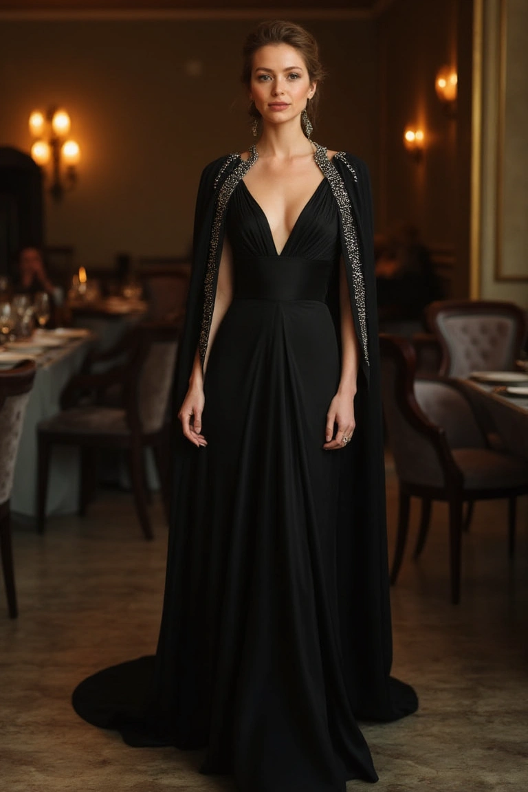 Onyx Opulence A Regal Dinner Night Gown