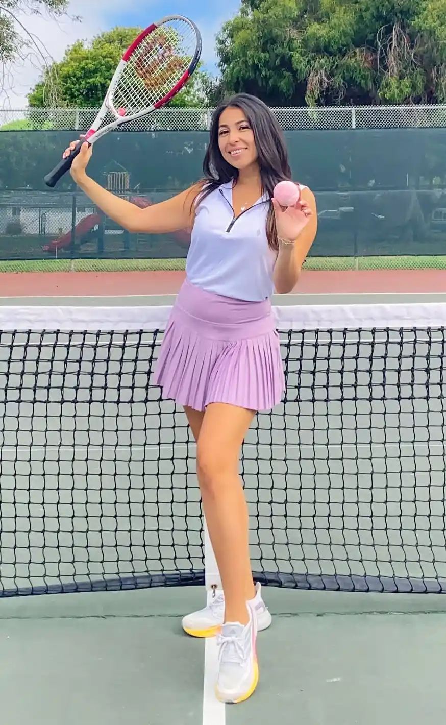 Playful Purple Tennis Skirt Summer Outfit