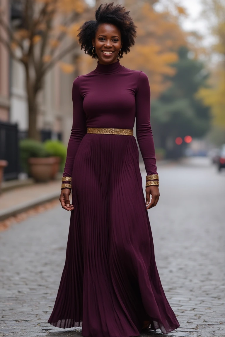Regal Plum Grace Fall Outfit for Black Women
