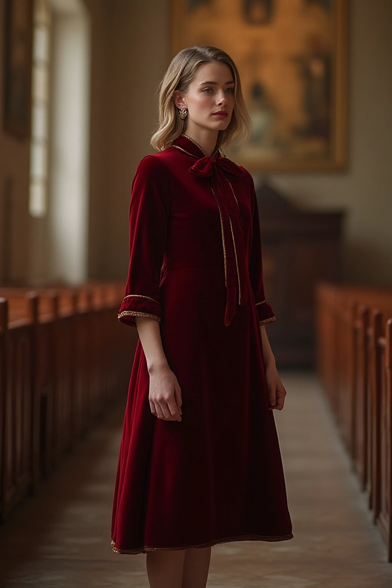Rich Burgundy All-Season Church Outfit