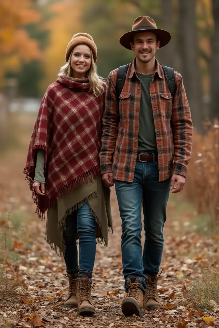 Rustic Harmony Seasonal Outfits for Couples