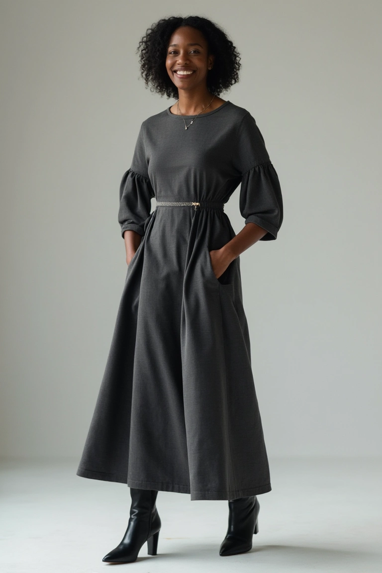 Sleek Charcoal Chic Fall Outfit for Black Women