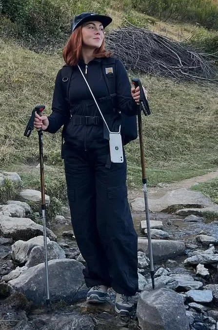 Sleek Monochrome Fall Hiking Outfit