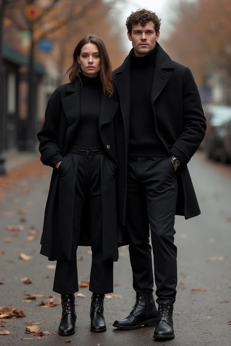 Sleek Monochrome Seasonal Outfits for Couples