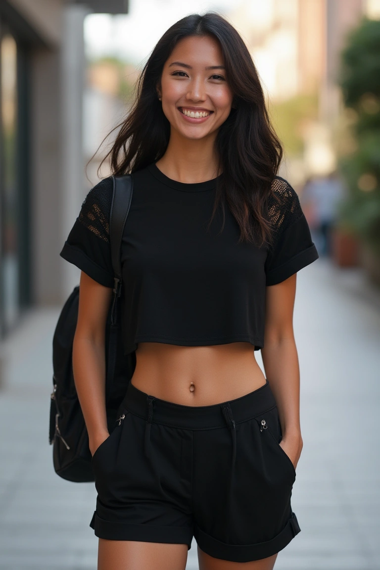 Sleek Monochrome Summer Shorts Outfit