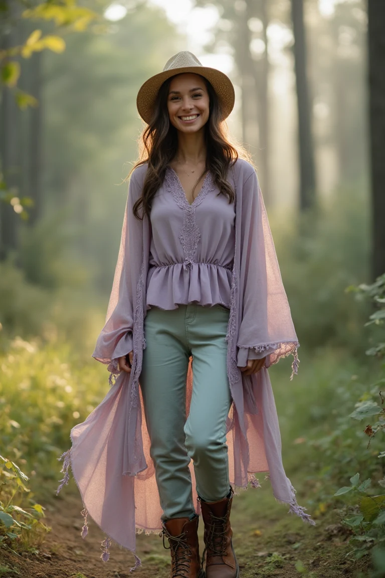 Soft Pastels Summer Hiking Cover-Up Outfit