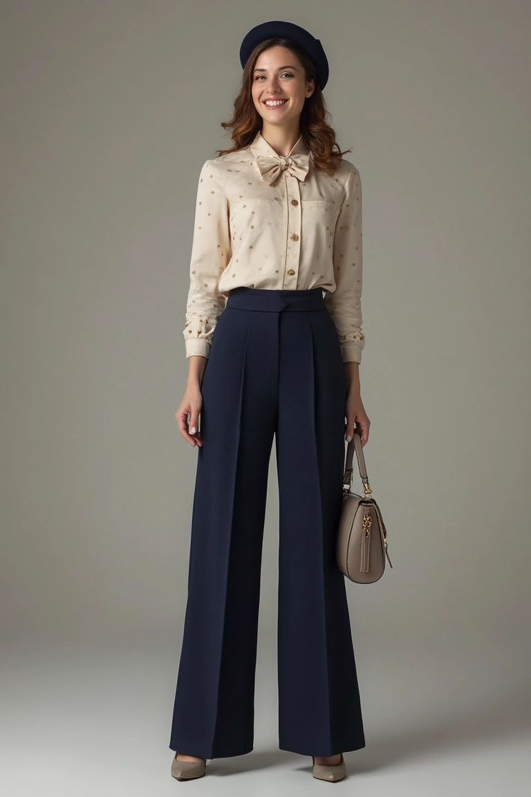 Sophisticated Navy Polka Dots and Power Fall Outfit