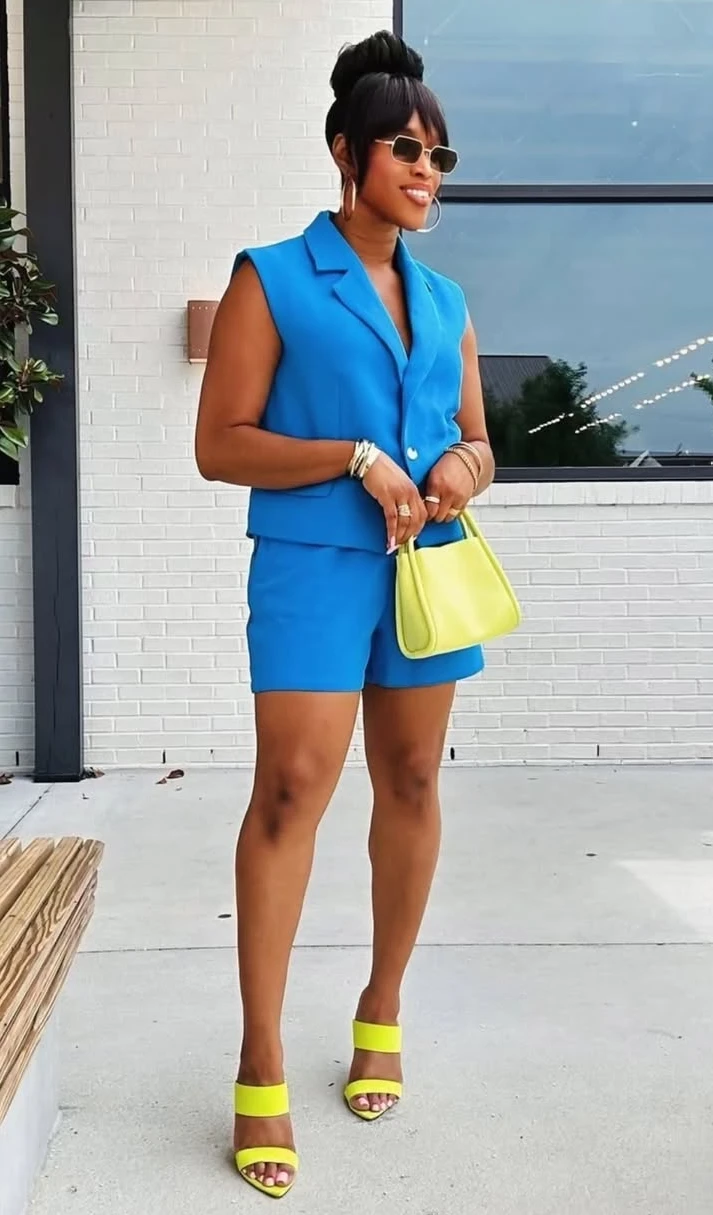 Vibrant Blue Boldness Fall Outfit for Black Women