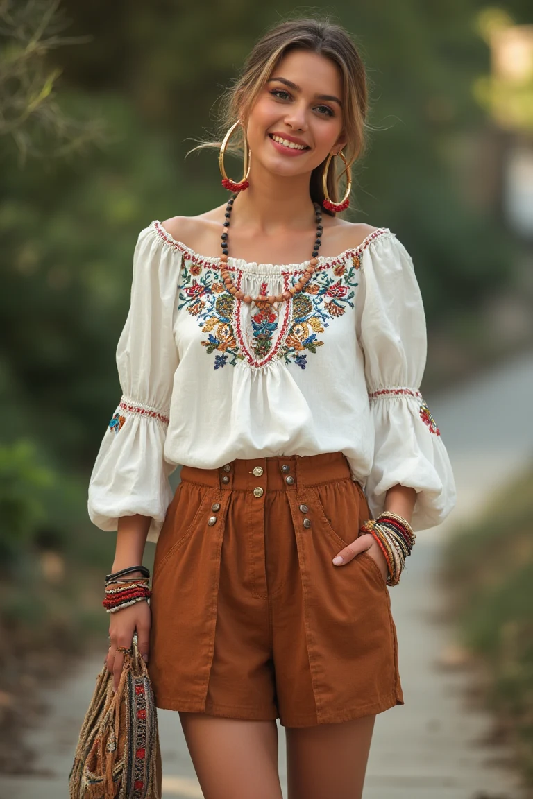 Vibrant Embroidered Layers Boho Summer Outfit