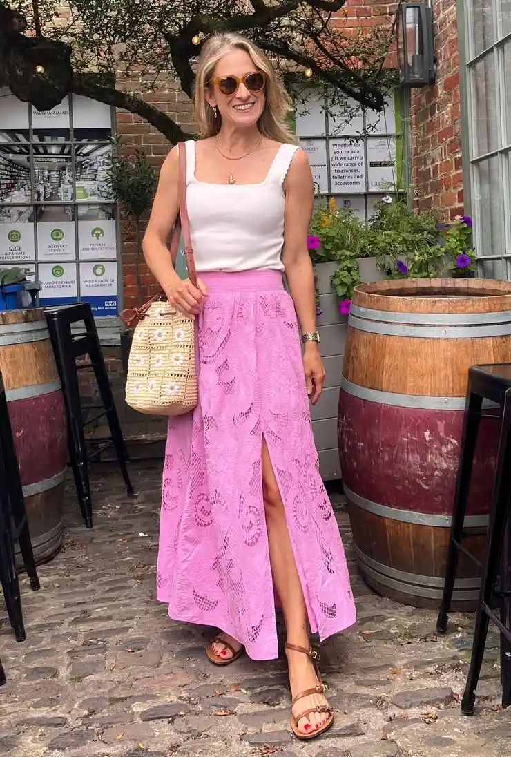 Vibrant Lace Delight Summer Maxi Skirt
