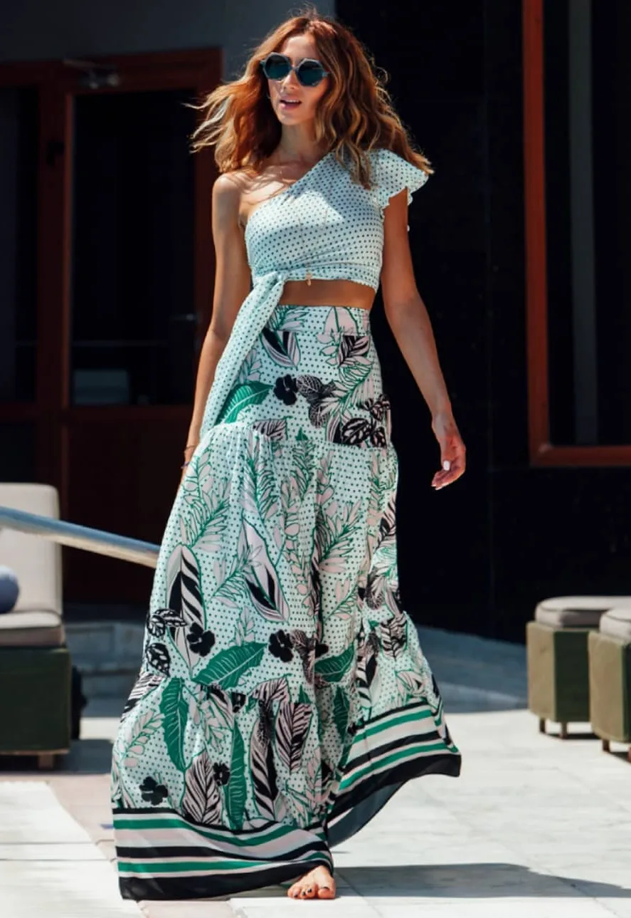 Vibrant Mint Fusion Boho Summer Outfit