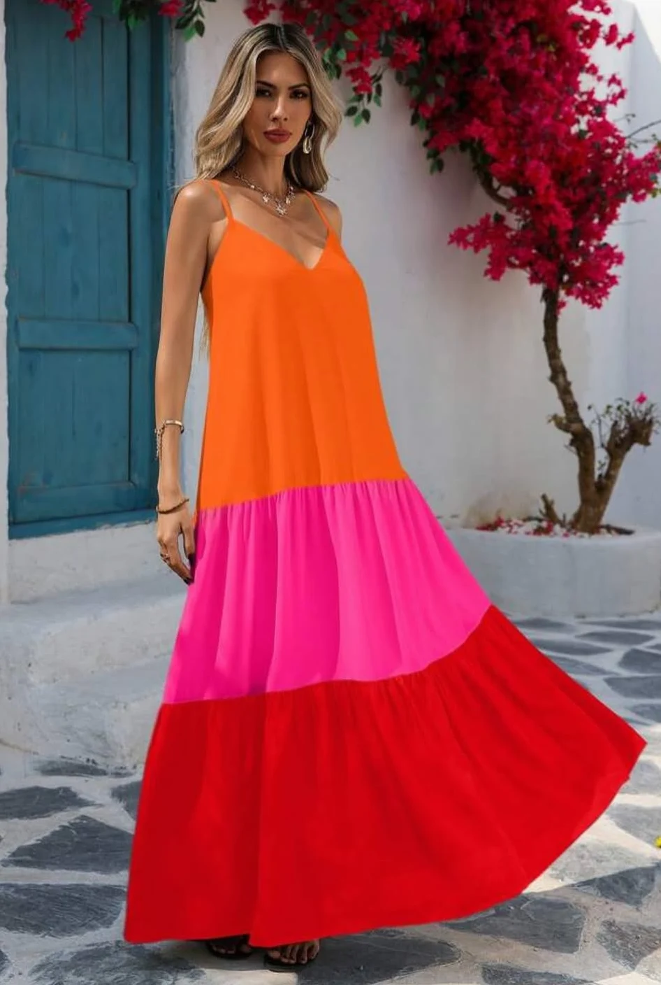 Vivid Color Blocks Boho Summer Outfit