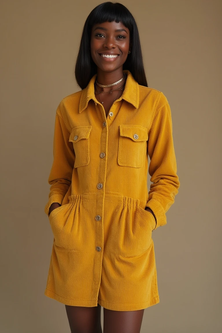 Warm Mustard Elegance Fall Outfit for Black Women