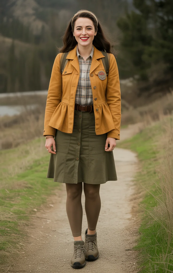 Warm Mustards Fall Hiking Skirt Outfit