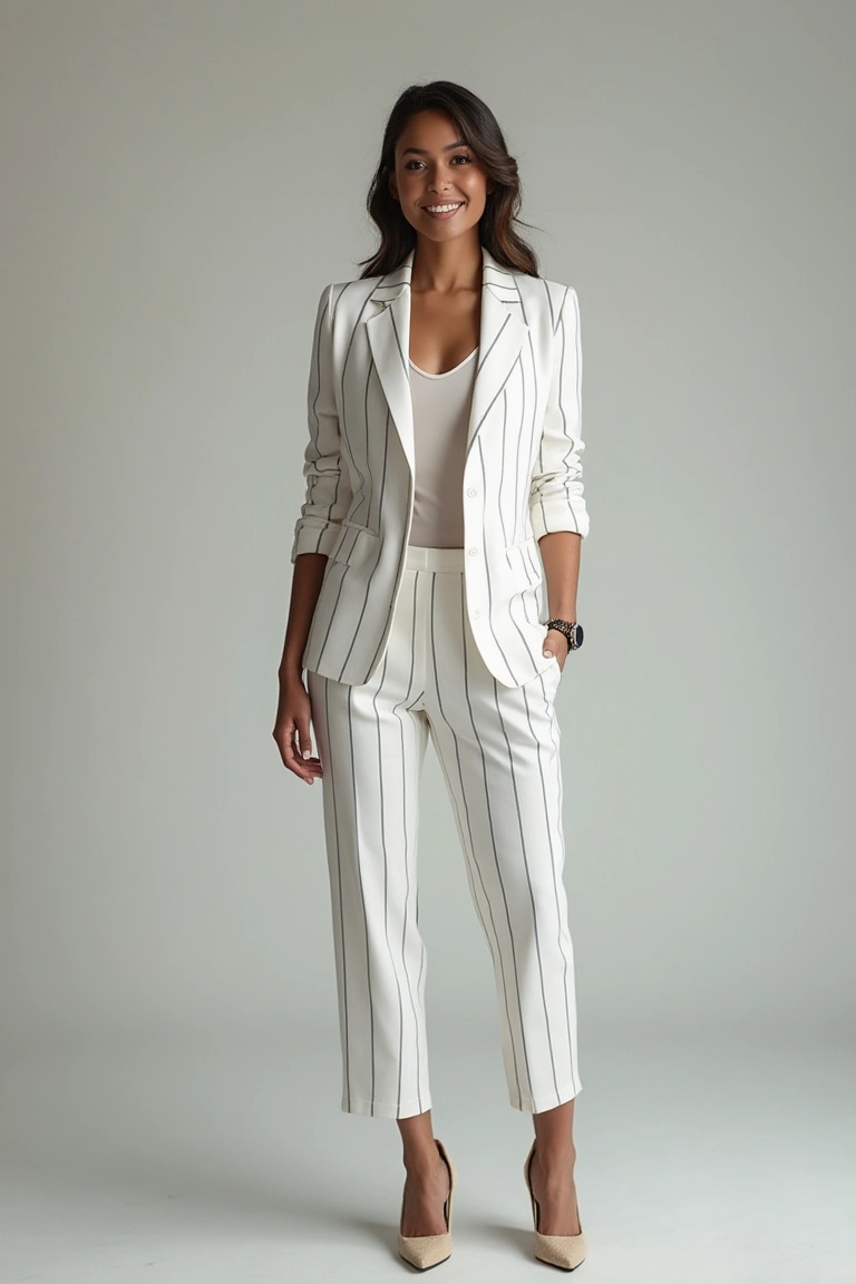 White Precision Polished Office Suits for Women