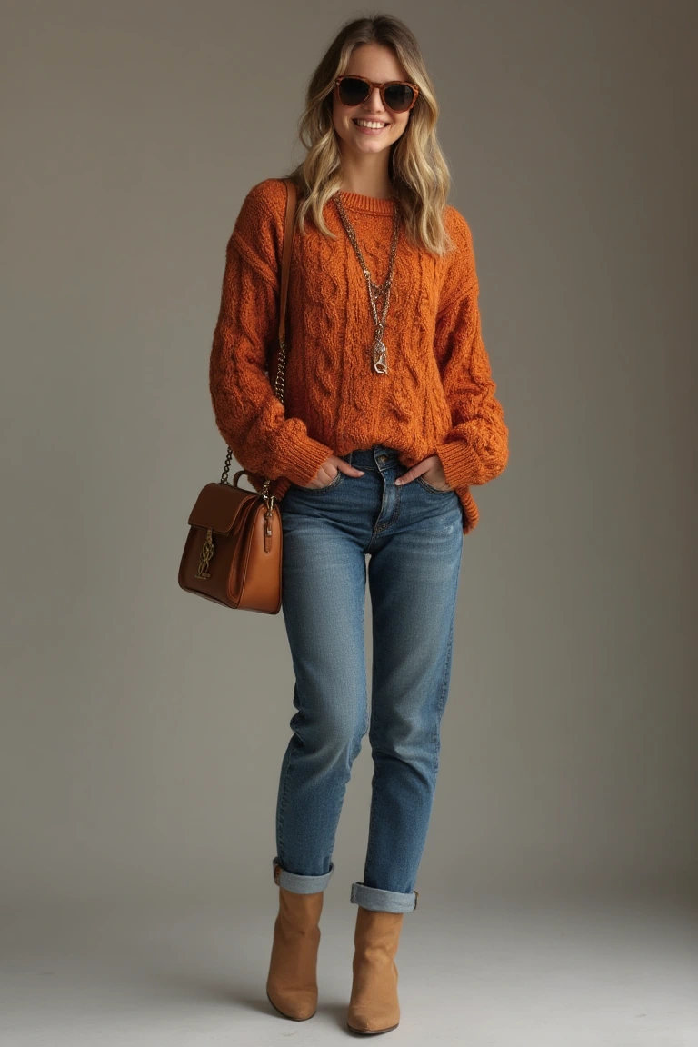 Burnt Orange Knits Smart Casual Winter Outfits